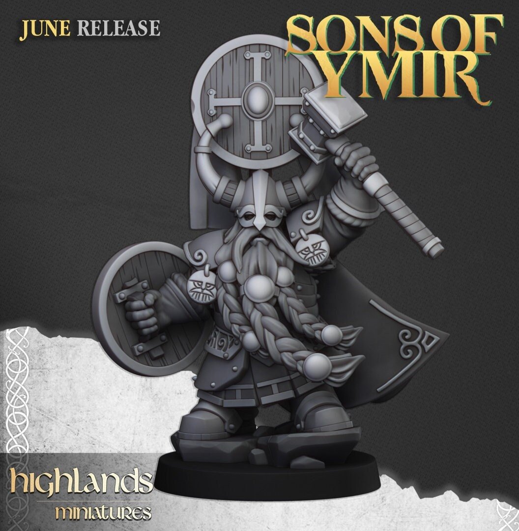 Dwarf Prince with Hammer - Sons of Ymir - Highlands Miniatures - Sigmarite Boutique