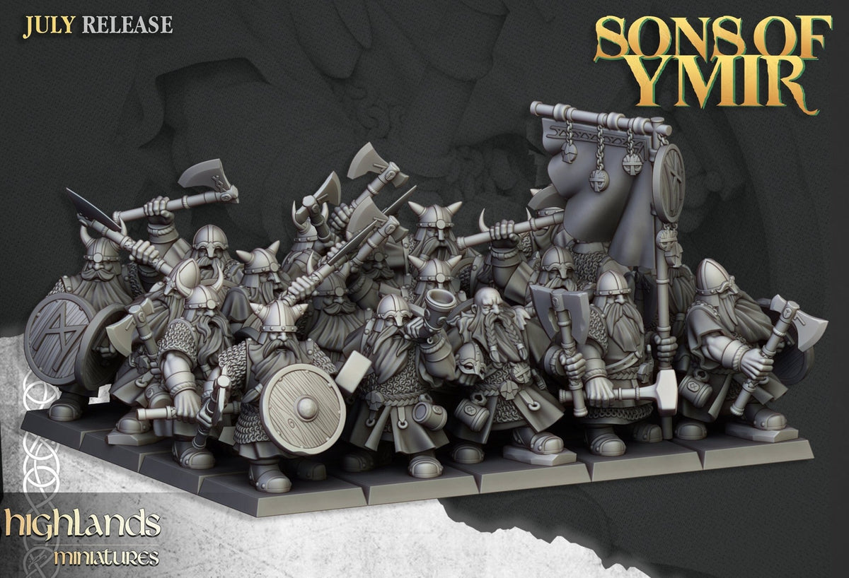 Dwarf Warriors - Sons of Ymir - Highlands Miniatures - Sigmarite Boutique