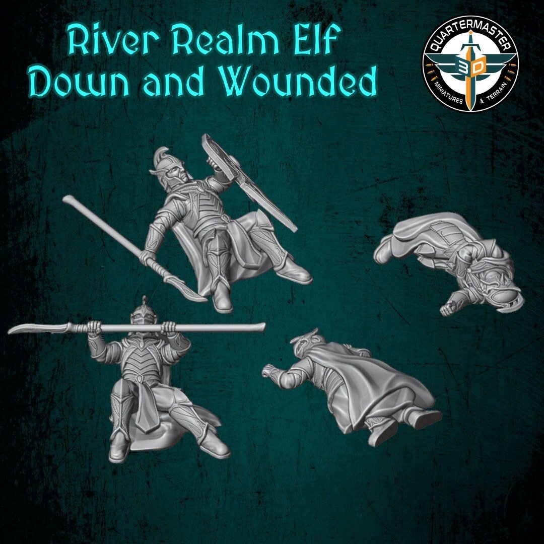 Elf Warriors Downed and Wounded - Elves and Men - Quartermaster 3D - Sigmarite Boutique