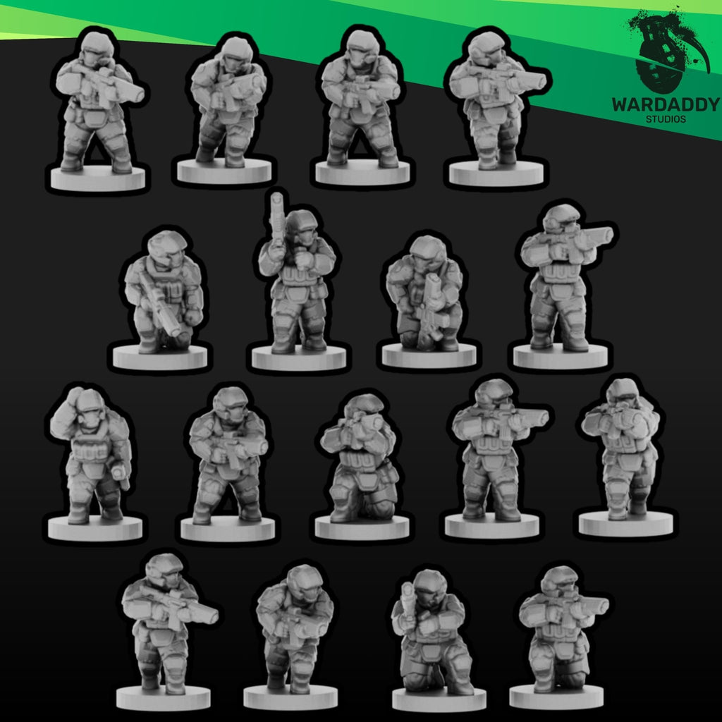 Expeditionary Drop Troopers Epic Scale - 10mm Sci-Fi Infantry Mass Battle Drop Assault Troops - Wardaddy Studios - Sigmarite Boutique