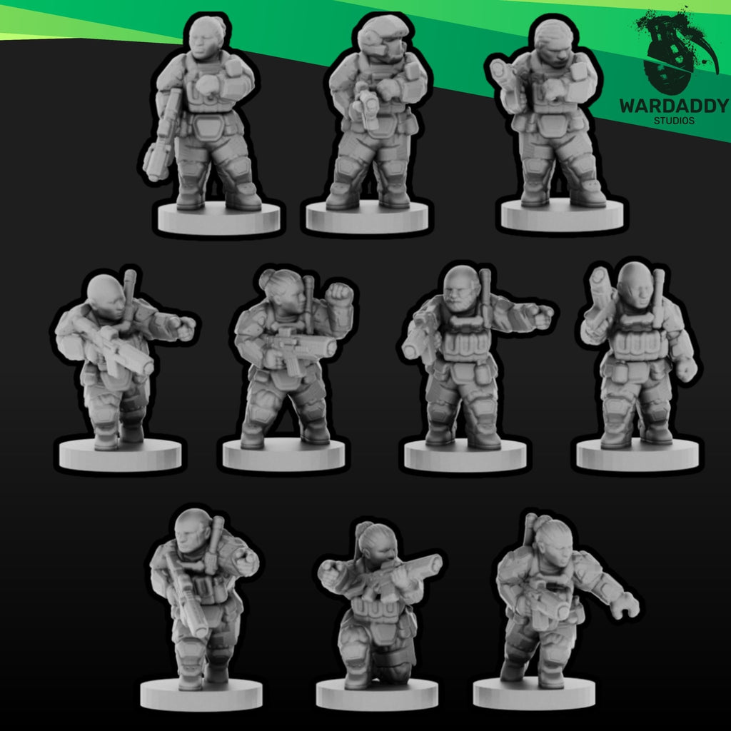 Expeditionary Drop Troopers Epic Scale - 10mm Sci-Fi Infantry Mass Battle Drop Assault Troops - Wardaddy Studios - Sigmarite Boutique