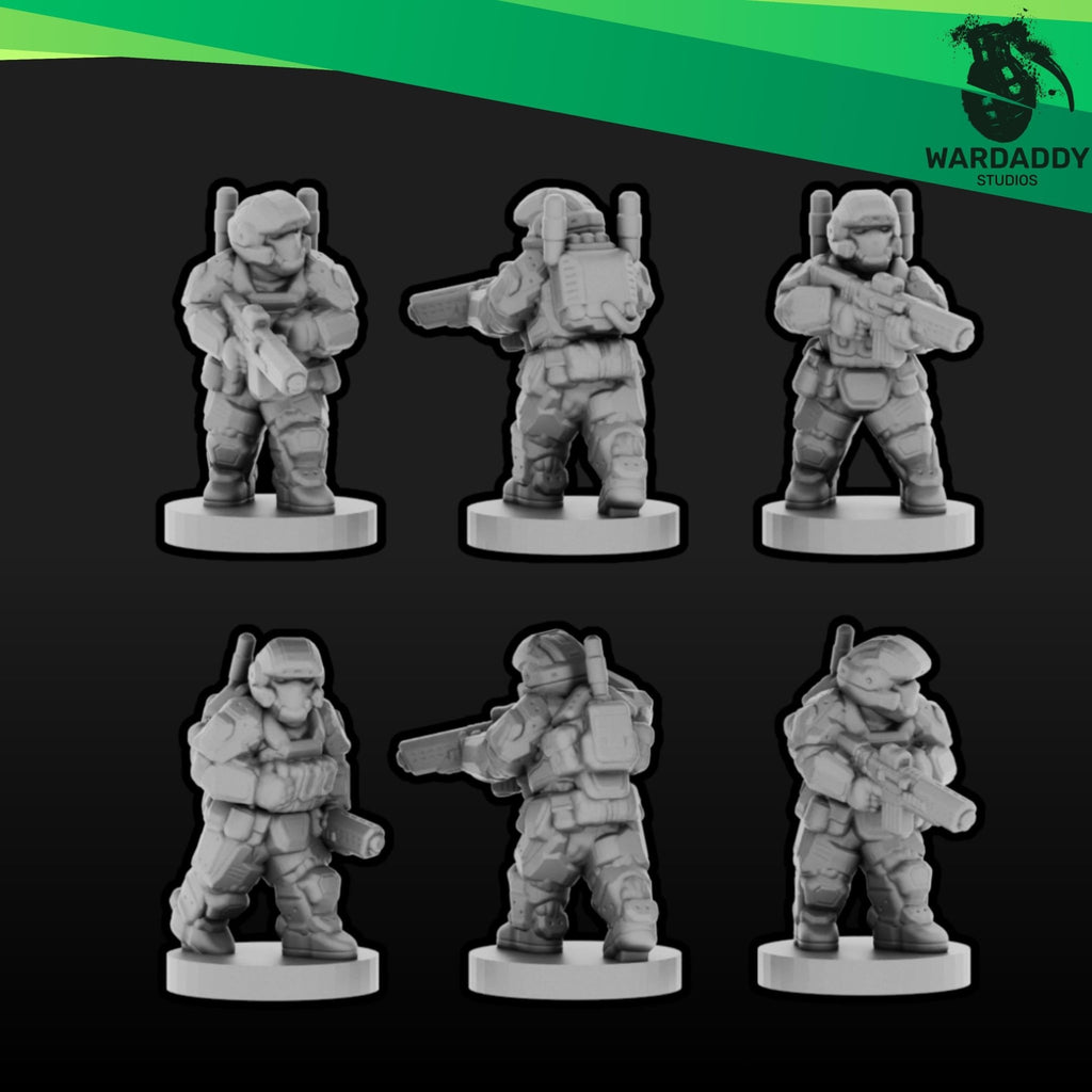 Expeditionary Drop Troopers Epic Scale - 10mm Sci-Fi Infantry Mass Battle Drop Assault Troops - Wardaddy Studios - Sigmarite Boutique