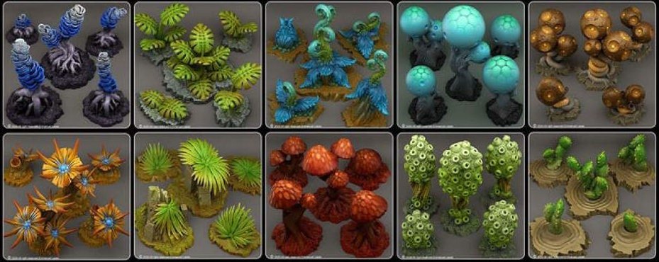 Fantastic Plants - 3D printed solid resin scatter terrain - Sigmarite Boutique