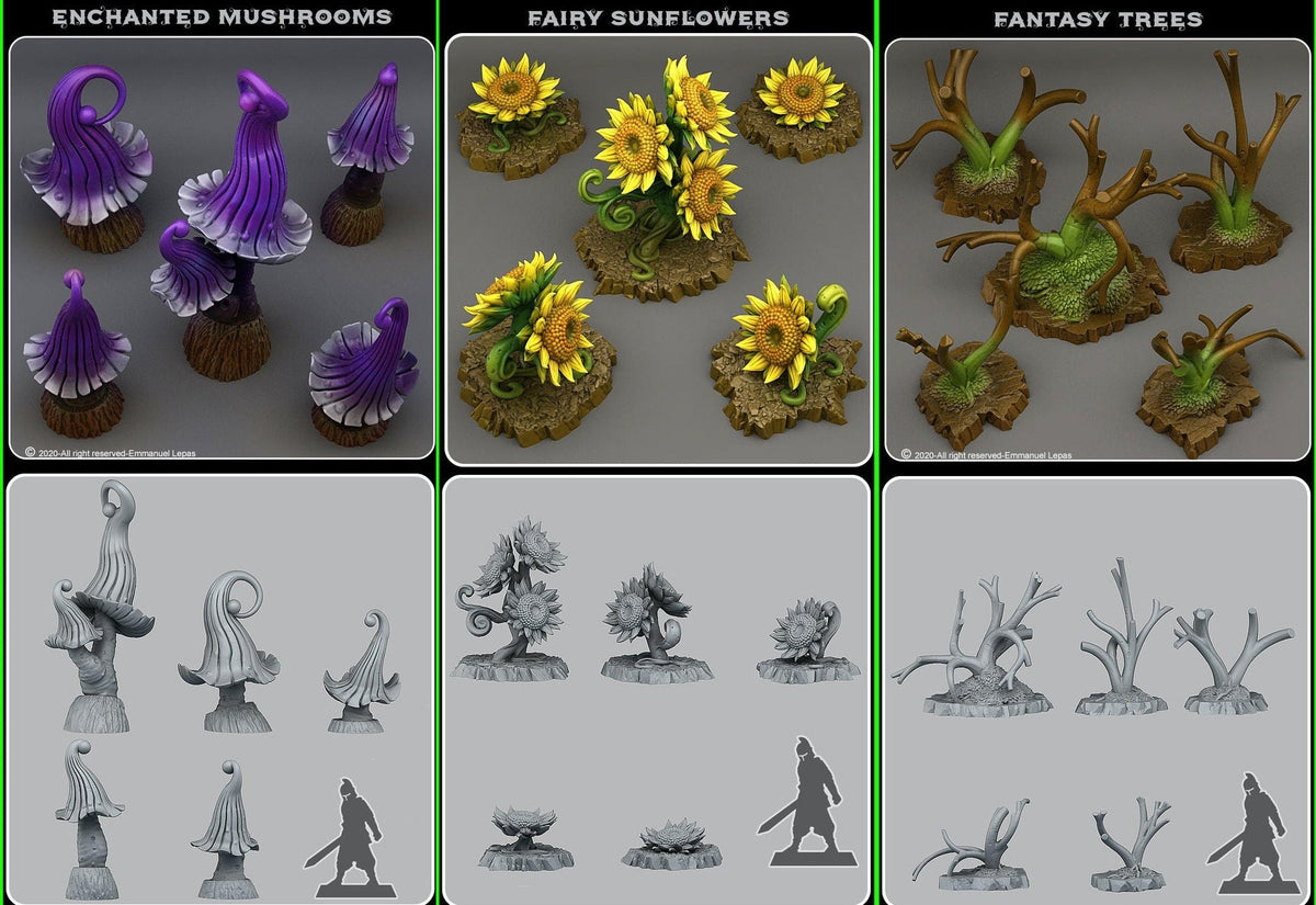 Fantastic Plants - 3D printed solid resin scatter terrain - Sigmarite Boutique
