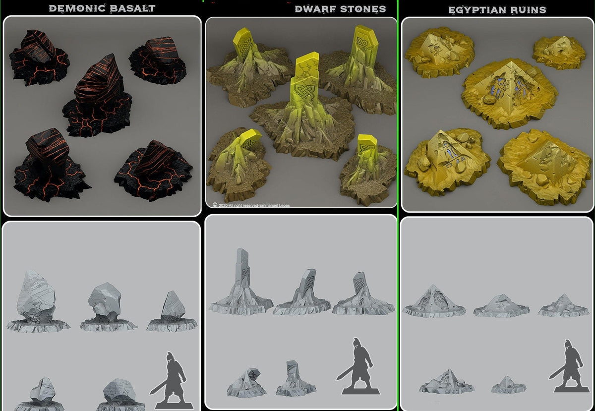 Fantastic Rocks - 3D printed solid resin scatter terrain - Sigmarite Boutique