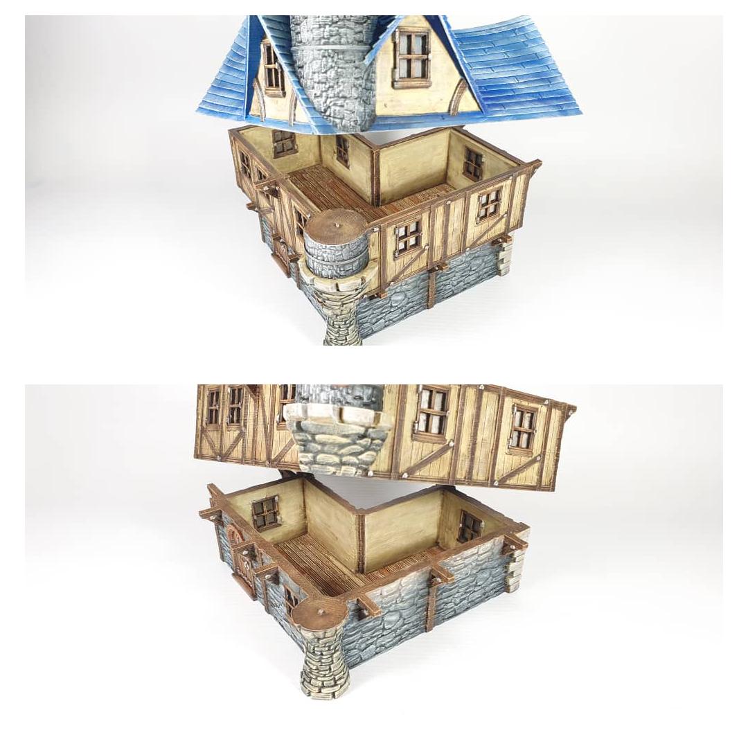 Fantasy Tower Top House - Multi-Level 28mm Tabletop Terrain with Playable Interior - Sigmarite Boutique