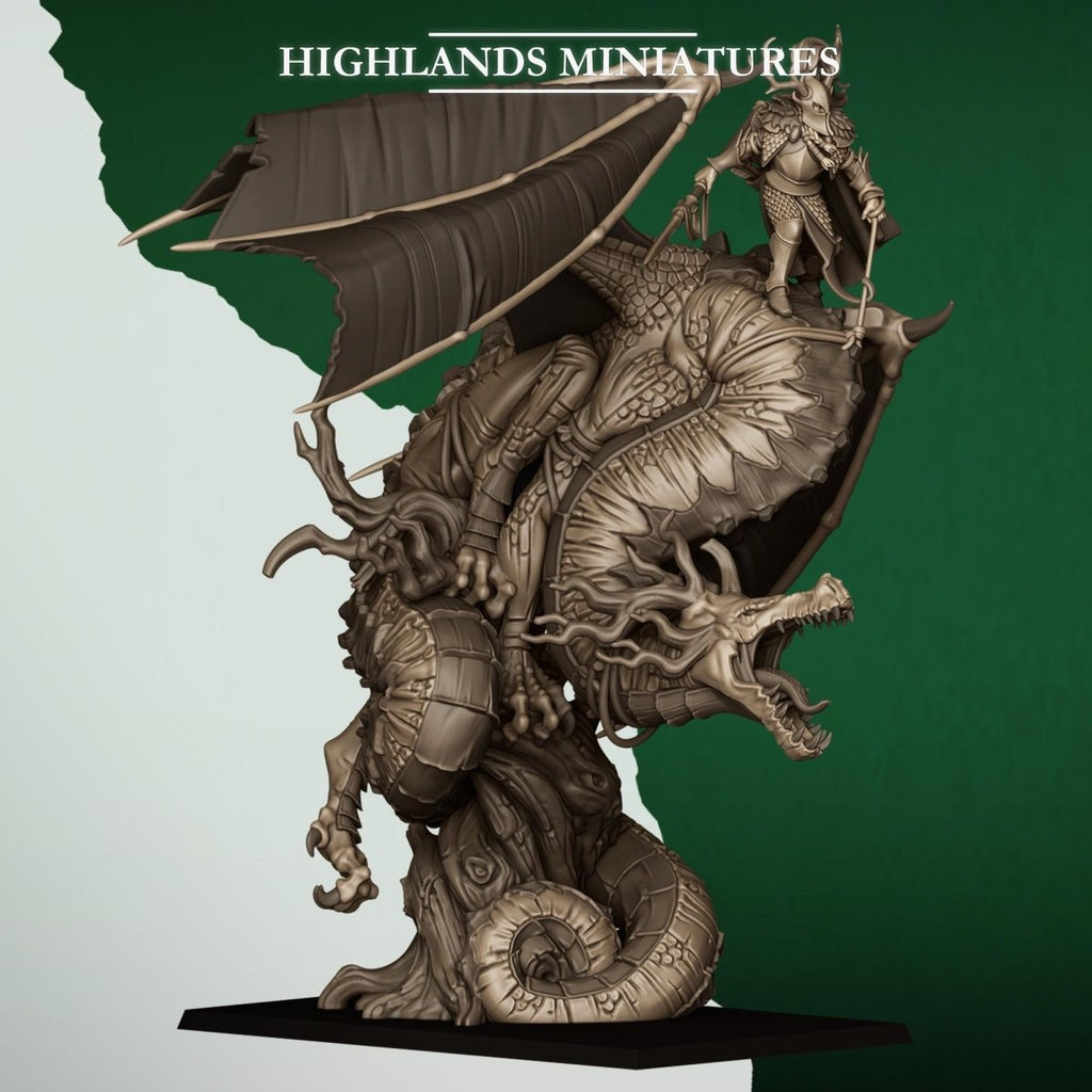 Feral Elf Prince on Dragon Resin Fantasy Dragon Miniature for Tabletop Wargaming - Highlands Miniatures - Sigmarite Boutique