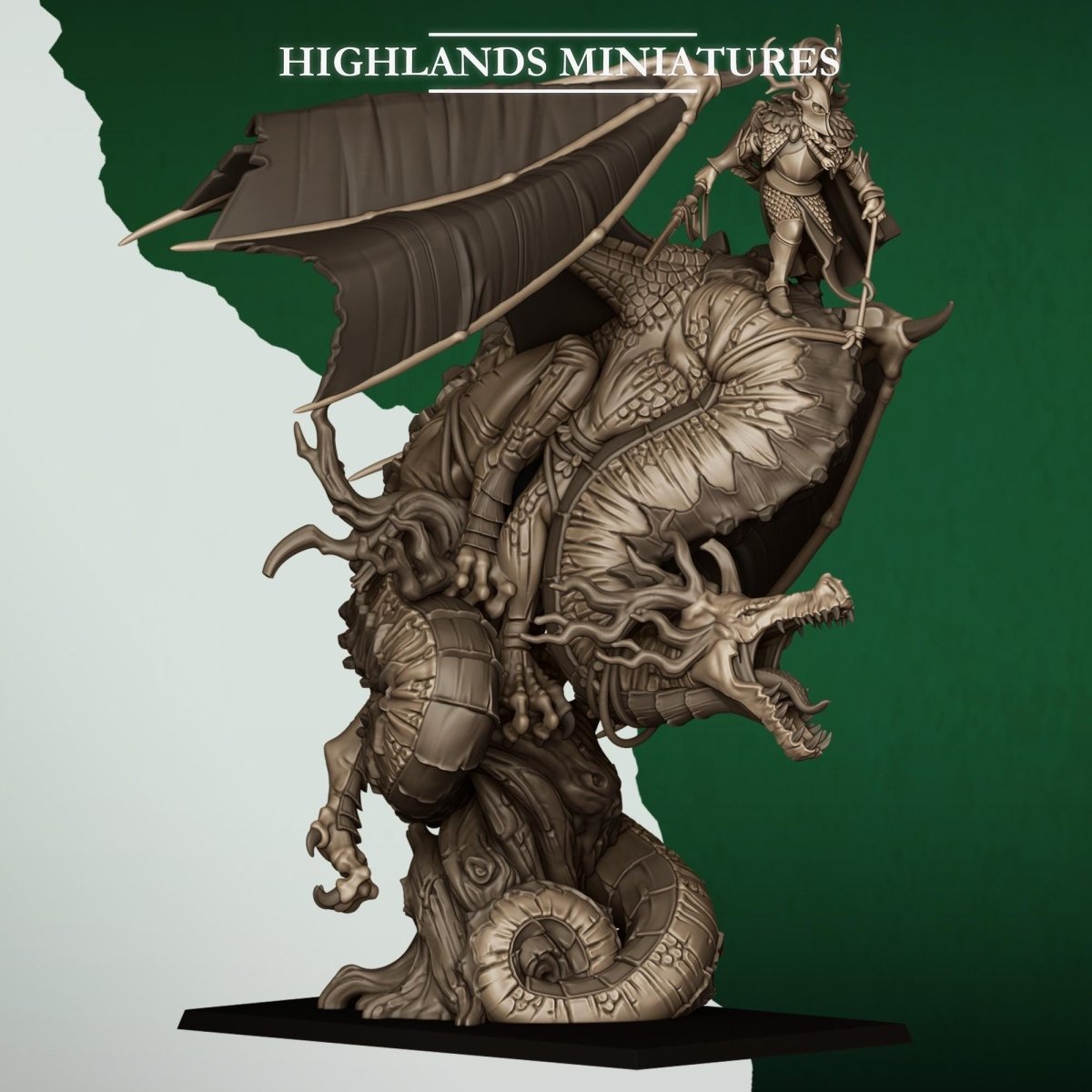 Feral Elf Prince on Dragon Resin Fantasy Dragon Miniature for Tabletop Wargaming - Highlands Miniatures - Sigmarite Boutique