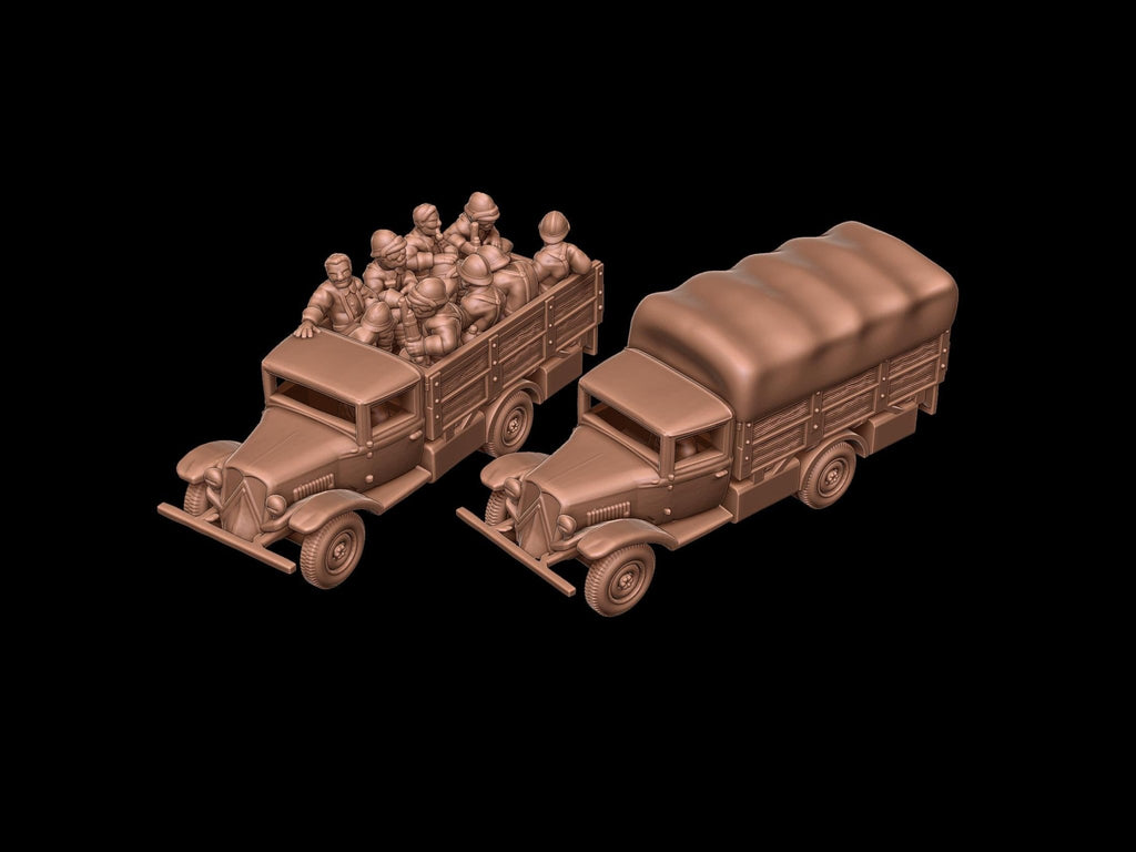 French Citroën U23 Military Truck - Covered or Troop Transport - 3D Printed Resin in 6mm, 10mm, 15mm, and 20mm Scale - Eskice - Sigmarite Boutique