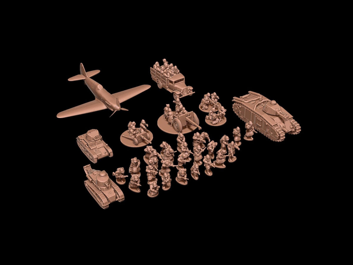 French WWII Starter Army - 3D Printed Resin Miniatures in 6mm, 10mm, 15mm, and 20mm Scale - Eskice Miniatures - Sigmarite Boutique