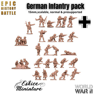German WWII Infantry Platoon - 3D Printed Resin Miniatures in 6mm, 10mm, 15mm, and 20mm Scale - Eskice Miniatures - Sigmarite Boutique