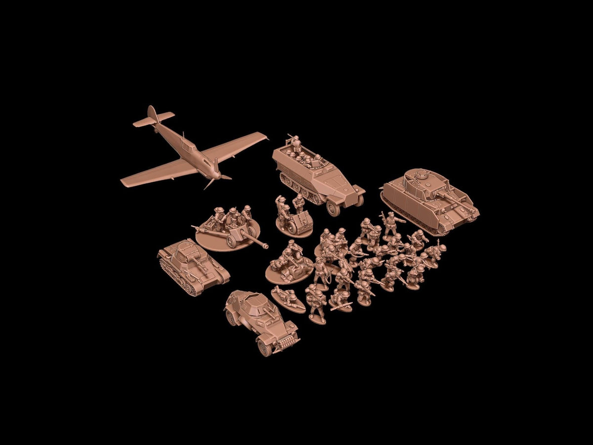 German WWII Starter Army - 3D Printed Resin Miniatures in 6mm, 10mm, 15mm, and 20mm Scale - Eskice Miniatures - Sigmarite Boutique