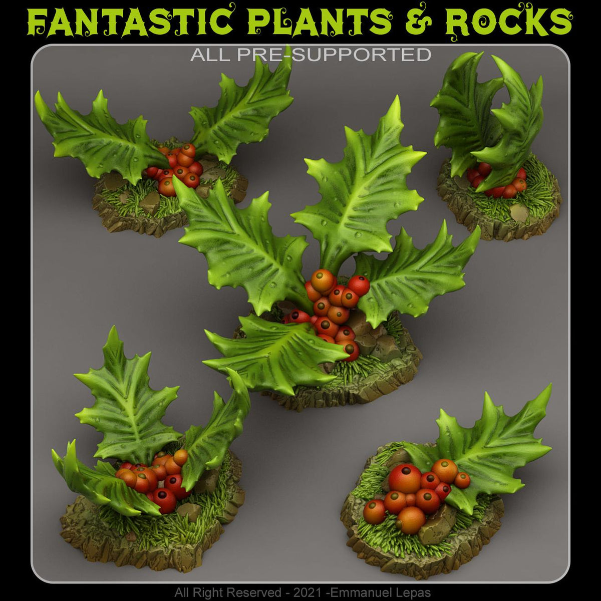 Giant Holly - Fantasy Scatter Terrain for DnD, RPGs & 28mm Wargaming Resin Printed Terrain Set - Sigmarite Boutique