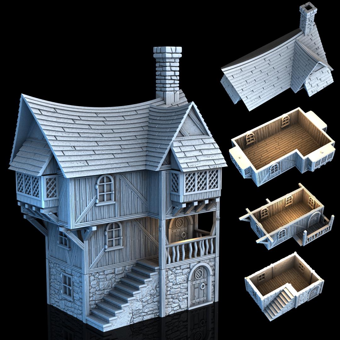 Greendale House - Multi-Level 28mm Tabletop Terrain with Playable Interior - Sigmarite Boutique