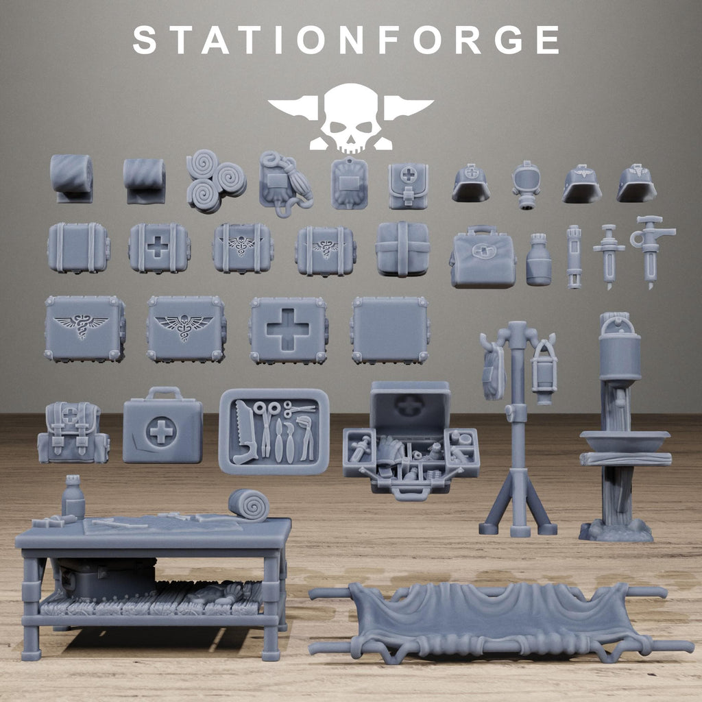 Grimguard Medical Bits Set - Sci-Fi Medical Scatter Terrain and Resin Battlefield Accessories - StationForge - Sigmarite Boutique