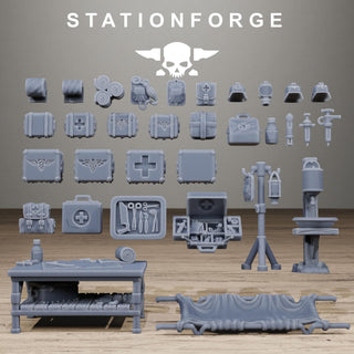 Grimguard Medical Bits Set - Sci-Fi Medical Scatter Terrain and Resin Battlefield Accessories - StationForge - Sigmarite Boutique