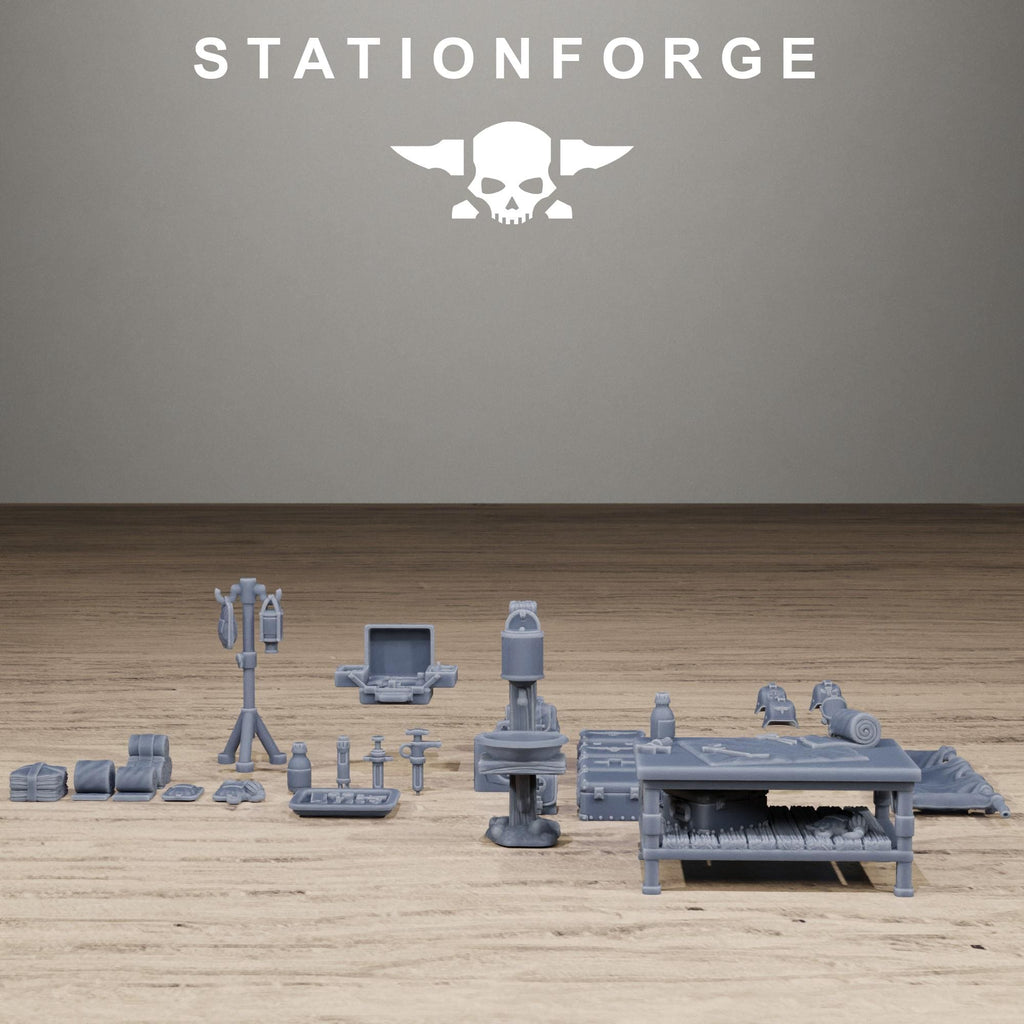 Grimguard Medical Bits Set - Sci-Fi Medical Scatter Terrain and Resin Battlefield Accessories - StationForge - Sigmarite Boutique