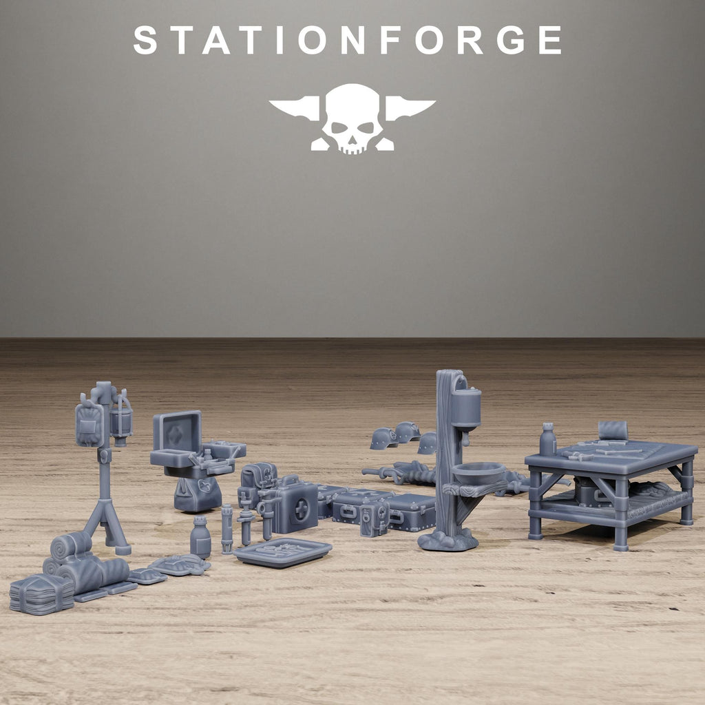 Grimguard Medical Bits Set - Sci-Fi Medical Scatter Terrain and Resin Battlefield Accessories - StationForge - Sigmarite Boutique