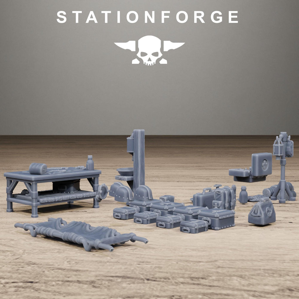 Grimguard Medical Bits Set - Sci-Fi Medical Scatter Terrain and Resin Battlefield Accessories - StationForge - Sigmarite Boutique