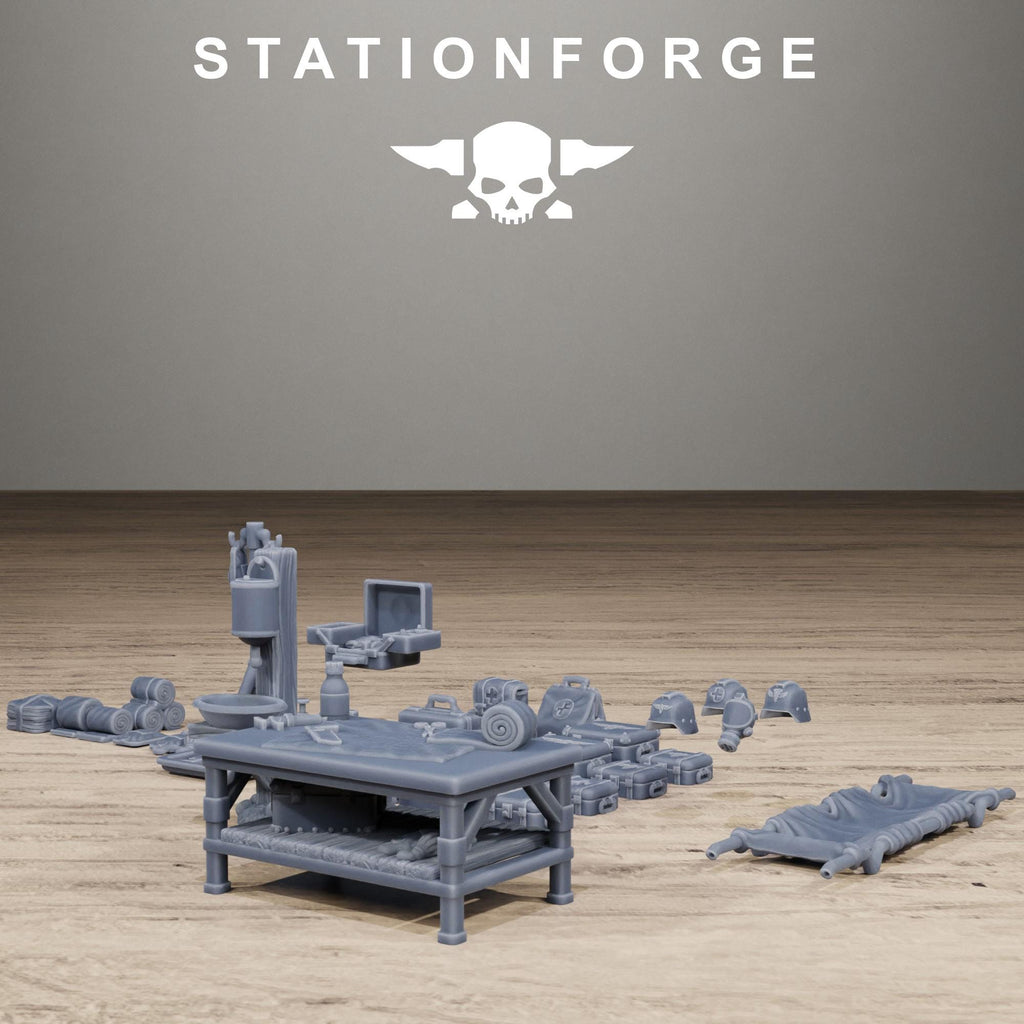 Grimguard Medical Bits Set - Sci-Fi Medical Scatter Terrain and Resin Battlefield Accessories - StationForge - Sigmarite Boutique
