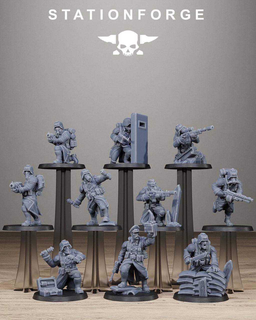 Grimguard Trench Raiders - Resin Sci-Fi Infantry Squad for Sci Fi Wargaming, RPGs & Tabletop Gaming - StationForge - Sigmarite Boutique