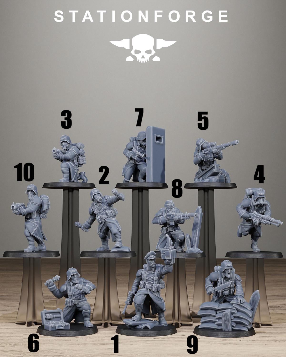 Grimguard Trench Raiders - Resin Sci-Fi Infantry Squad for Sci Fi Wargaming, RPGs & Tabletop Gaming - StationForge - Sigmarite Boutique