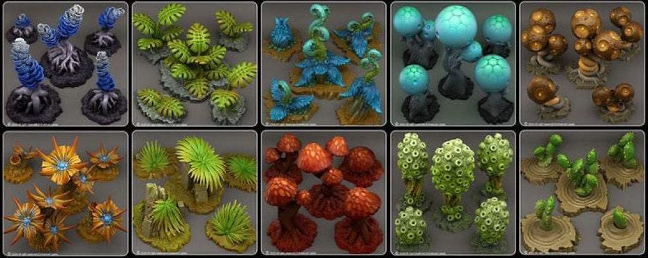 Fantastic Plants - 3D printed solid resin scatter terrain