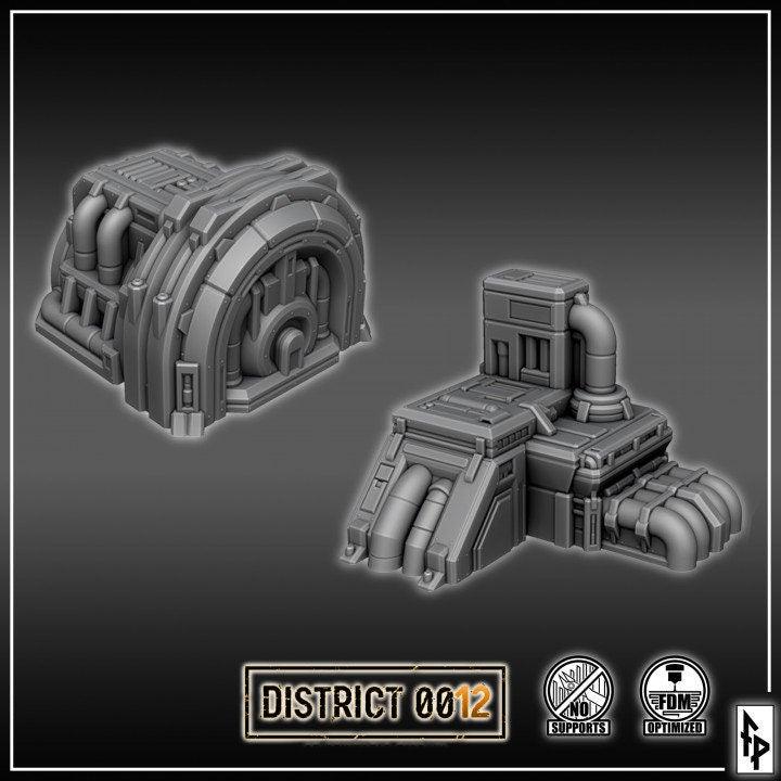 District 0012 - Generators - SciFi Terrain - 3D Printed PLA Plastic