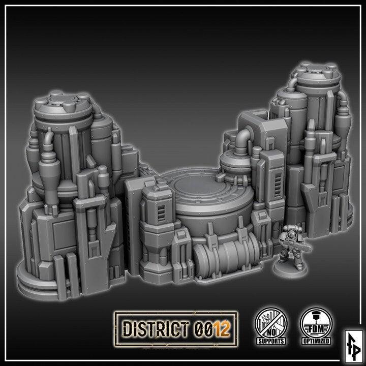 District 0012 - Nuclear Pump - SciFi Terrain - 3D Printed PLA Plastic