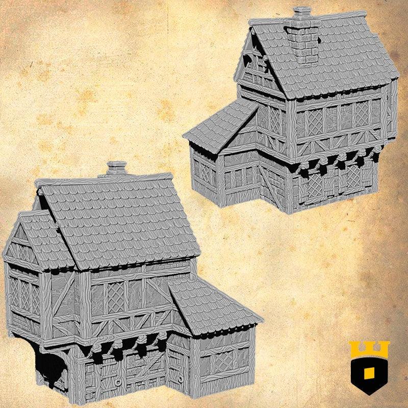 Easefare - Large House Style B - Medieval Terrain - 3D Printed PLA Plastic