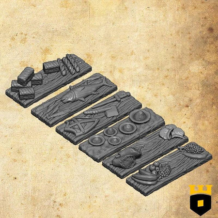 Easefare - Market Stalls - Medieval Terrain - 3D Printed PLA Plastic