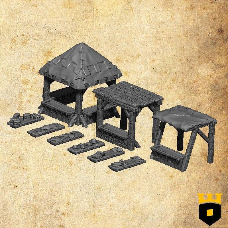 Easefare - Market Stalls - Medieval Terrain - 3D Printed PLA Plastic