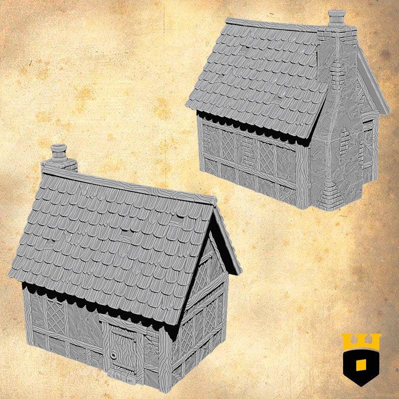 Easefare - Small House Style B - Medieval Terrain - 3D Printed PLA Plastic