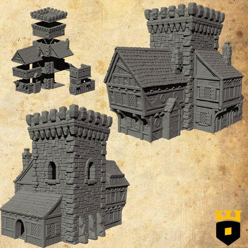 Easefare - Town Hall - Medieval Terrain - 3D Printed PLA Plastic