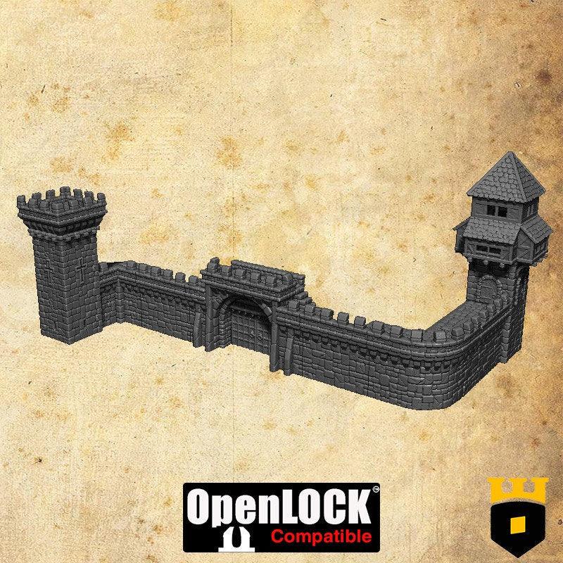 Easefare- Modular City Wall - Medieval Terrain - 3D Printed PLA Plastic