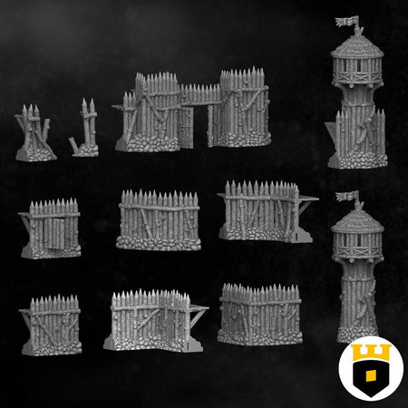 Northvakt - Modular Palisade - Medieval Terrain - 3D Printed PLA Plastic