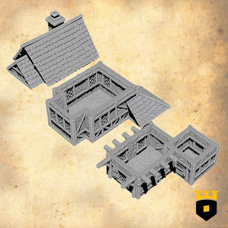 Easefare - Large House Style B - Medieval Terrain - 3D Printed PLA Plastic