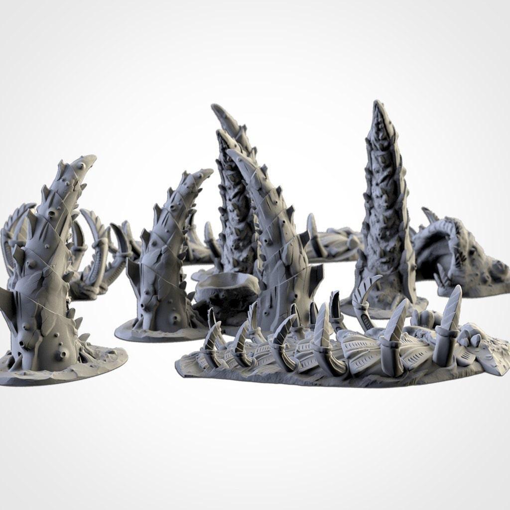 Alien Bioterrain - Scifi Terrain - 3D Printed PLA Plastic