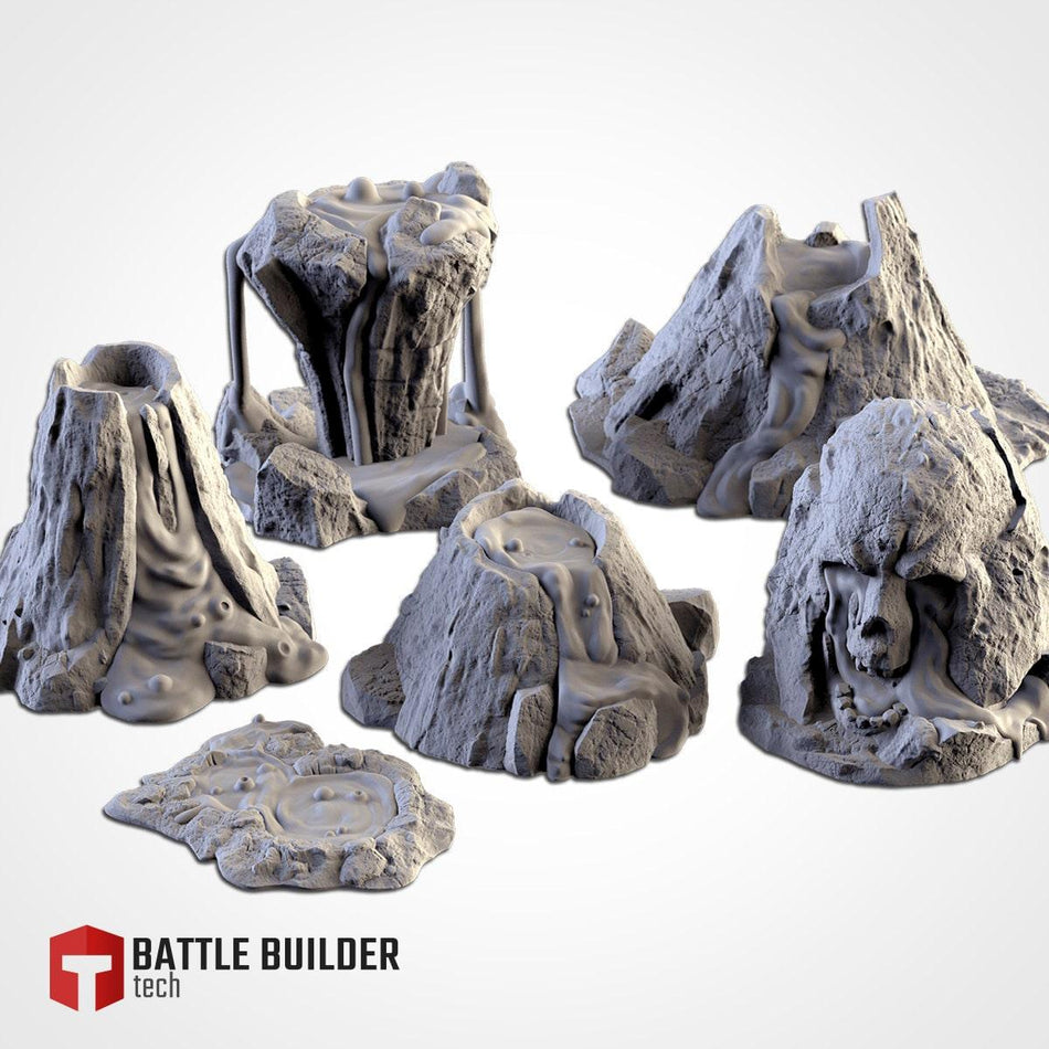 Volcanoes - Scifi Terrain - 3D Printed PLA Plastic