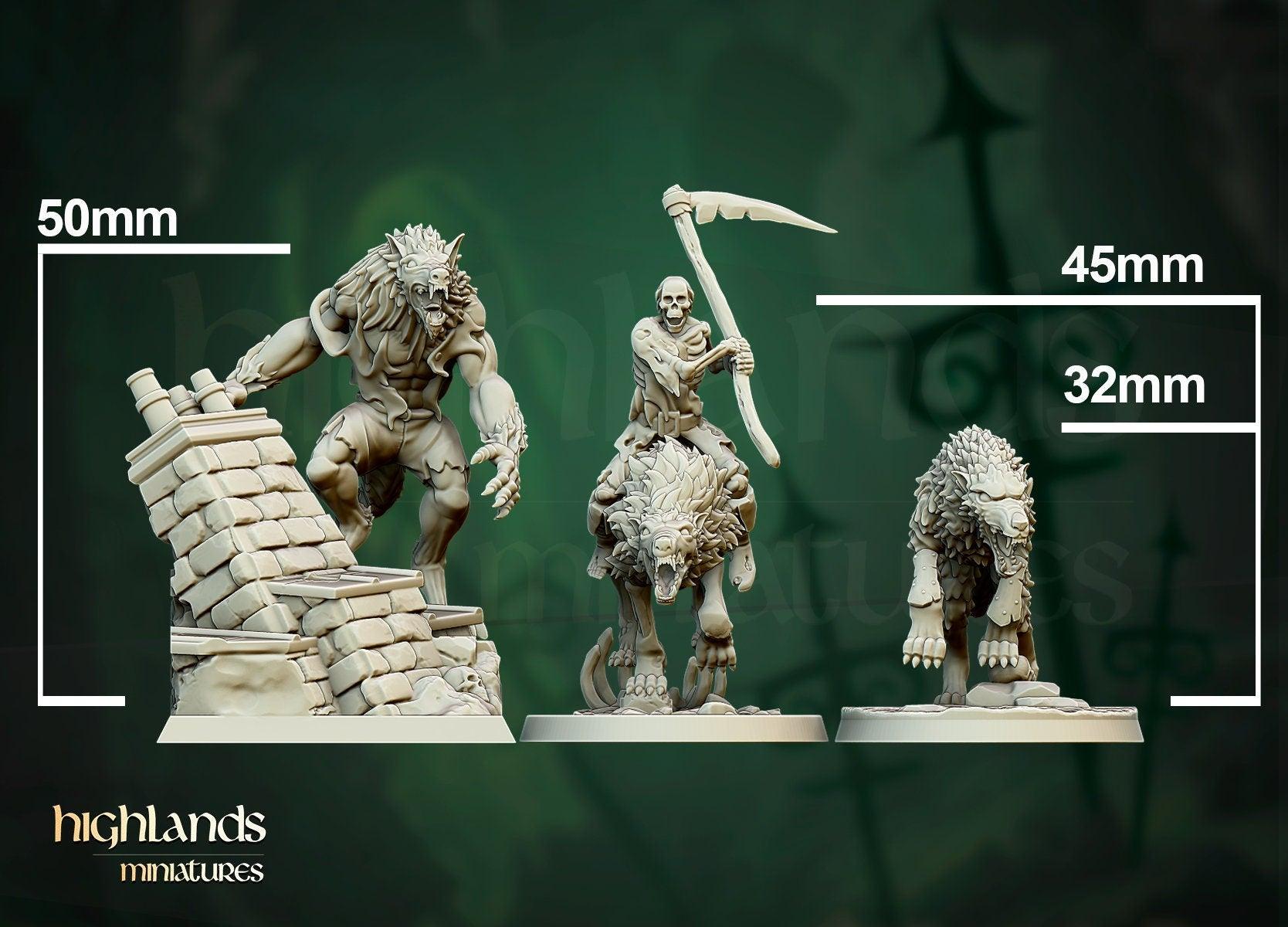 Mounted Zombie Dire Wolves - Highlands Miniatures