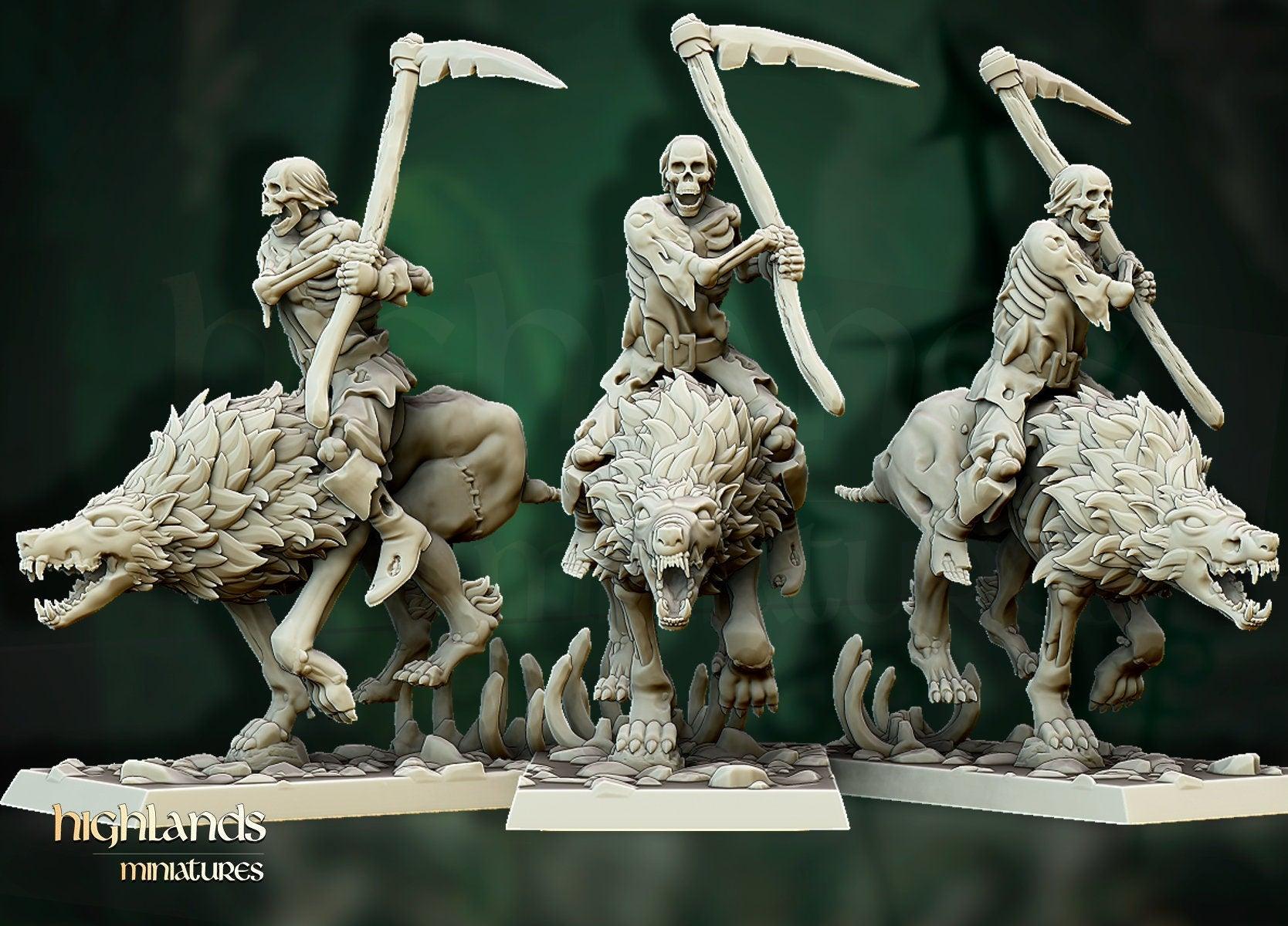 Mounted Zombie Dire Wolves - Highlands Miniatures