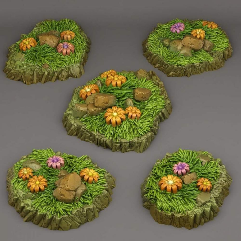 Flowered Grassy Patches - Fantastic Plants and Rocks - Print Your Monsters