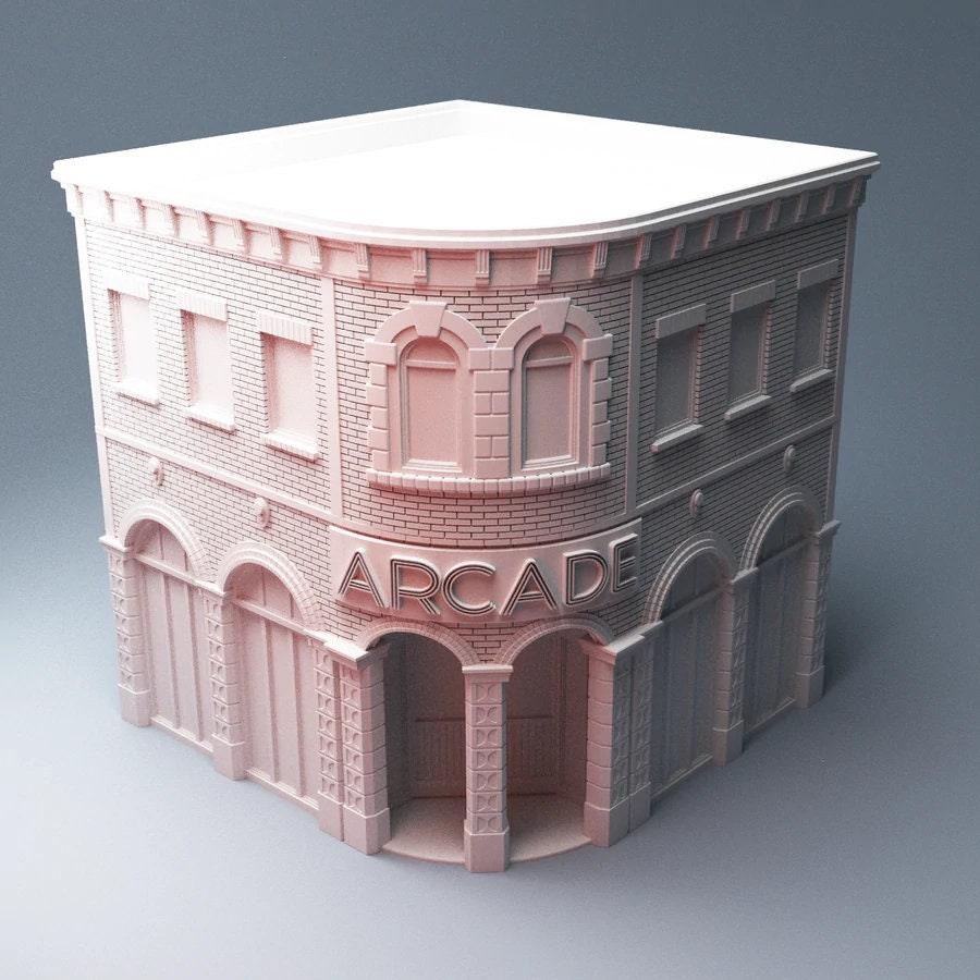 Urban Arcade Building - Corvus Games Terrain - 3D Printed PLA Plastic