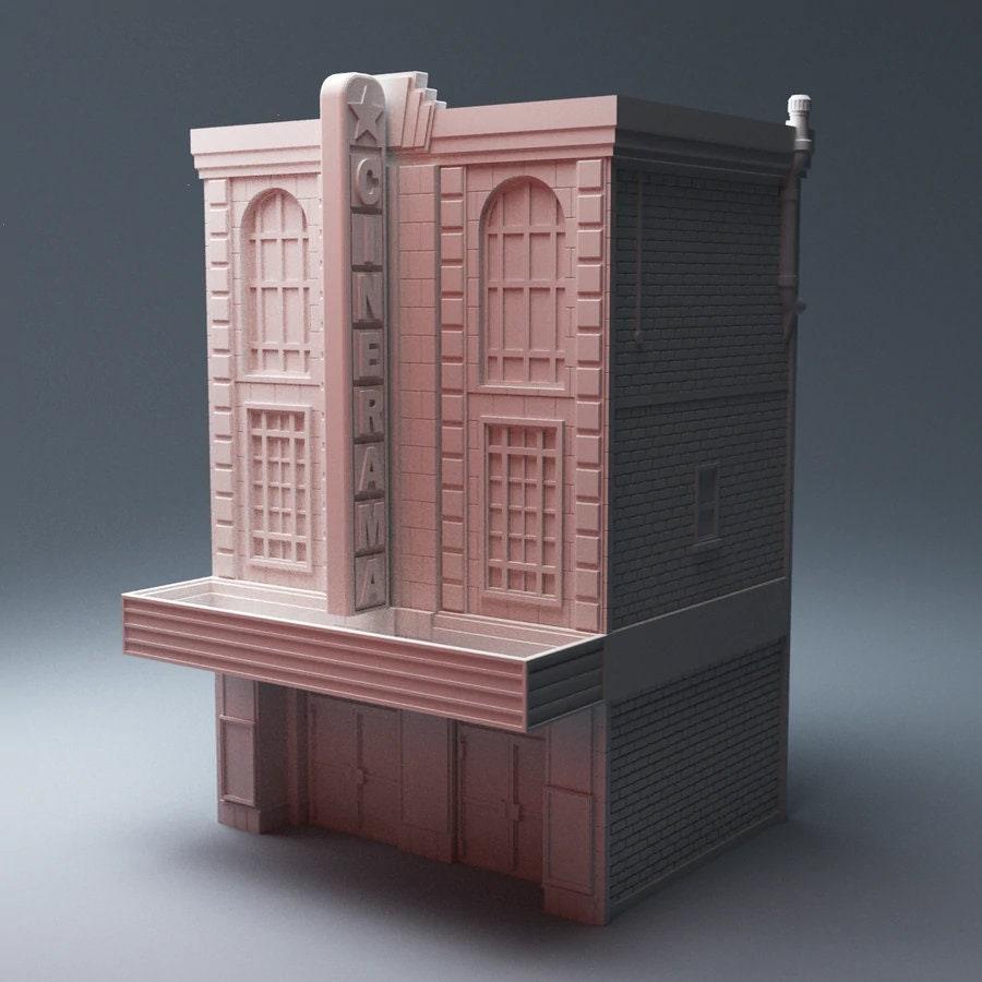 Urban Movie Theatre 126% Scale - Corvus Games Terrain - 3D Printed PLA Plastic