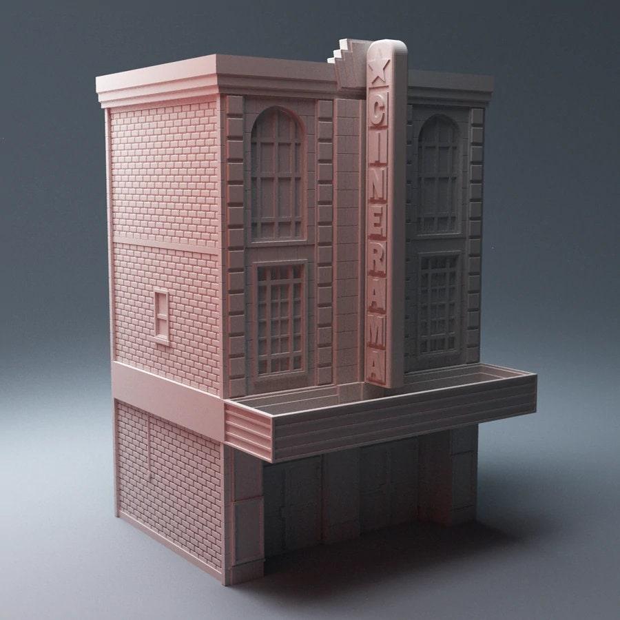 Urban Movie Theatre 126% Scale - Corvus Games Terrain - 3D Printed PLA Plastic