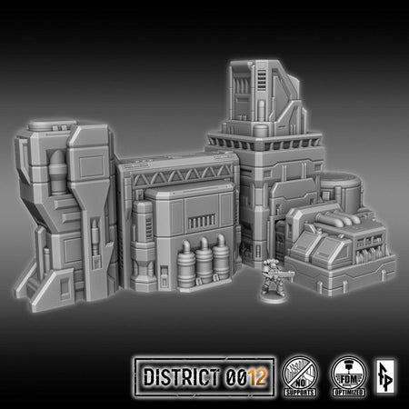 District 0012 - Power Plant - SciFi Terrain - 3D Printed PLA Plastic