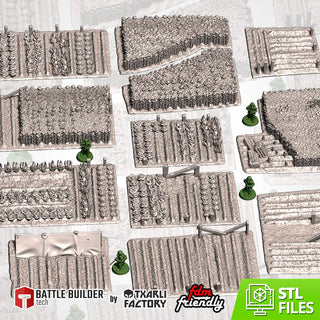 Farm Terrain Set - Crop Field Terrain for DnD & Tabletop Wargaming - 28mm Rural Scatter Terrain and Farmland Tiles - Txarli Factory