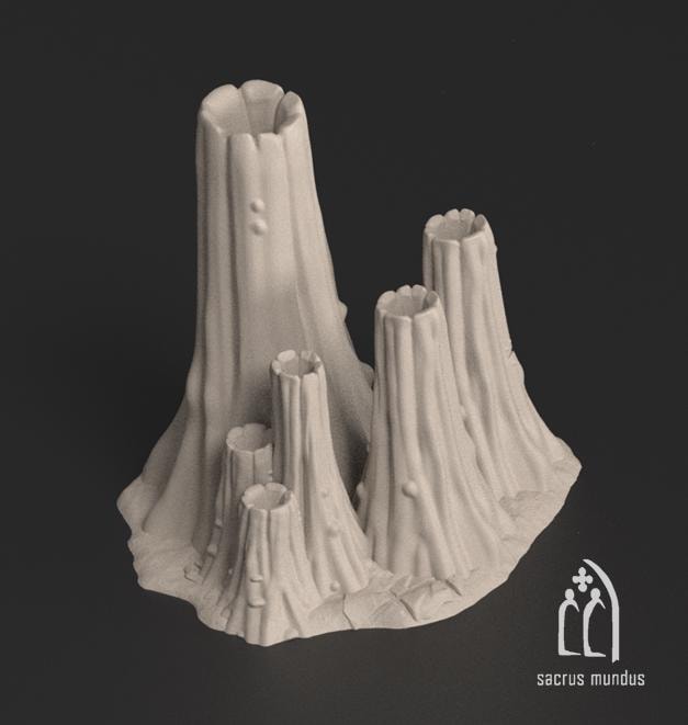 Infested Ruins Terrain - Alien Growth Sci Fi Scatter Terrain for 28mm Wargaming & RPGs - Vent Chimenys - Sacrus Mundus