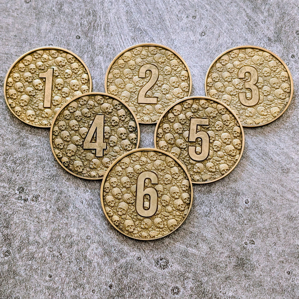Wargaming Objective Markers Set - Laser Embossed Metal Tokens - Customizable Sci Fi & Fantasy