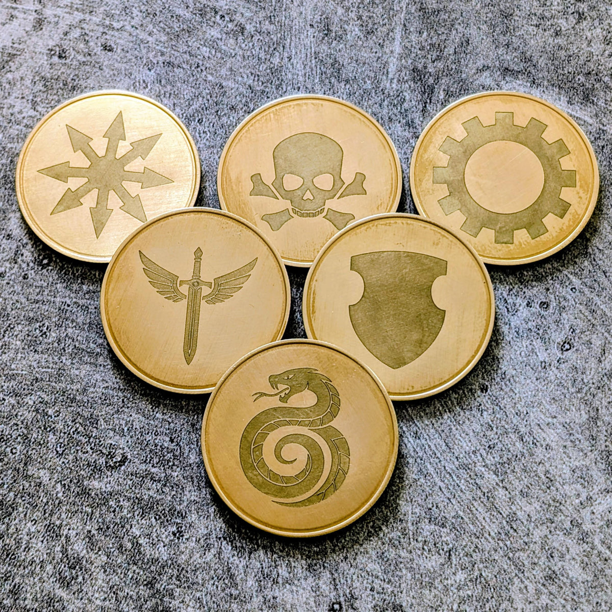 Wargaming Objective Markers Set - Laser Embossed Metal Tokens - Customizable Sci Fi & Fantasy